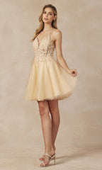 Glitter-Tulle Short A-Line Homecoming Dress 864