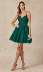Glitter-Tulle Short A-Line Homecoming Dress 864