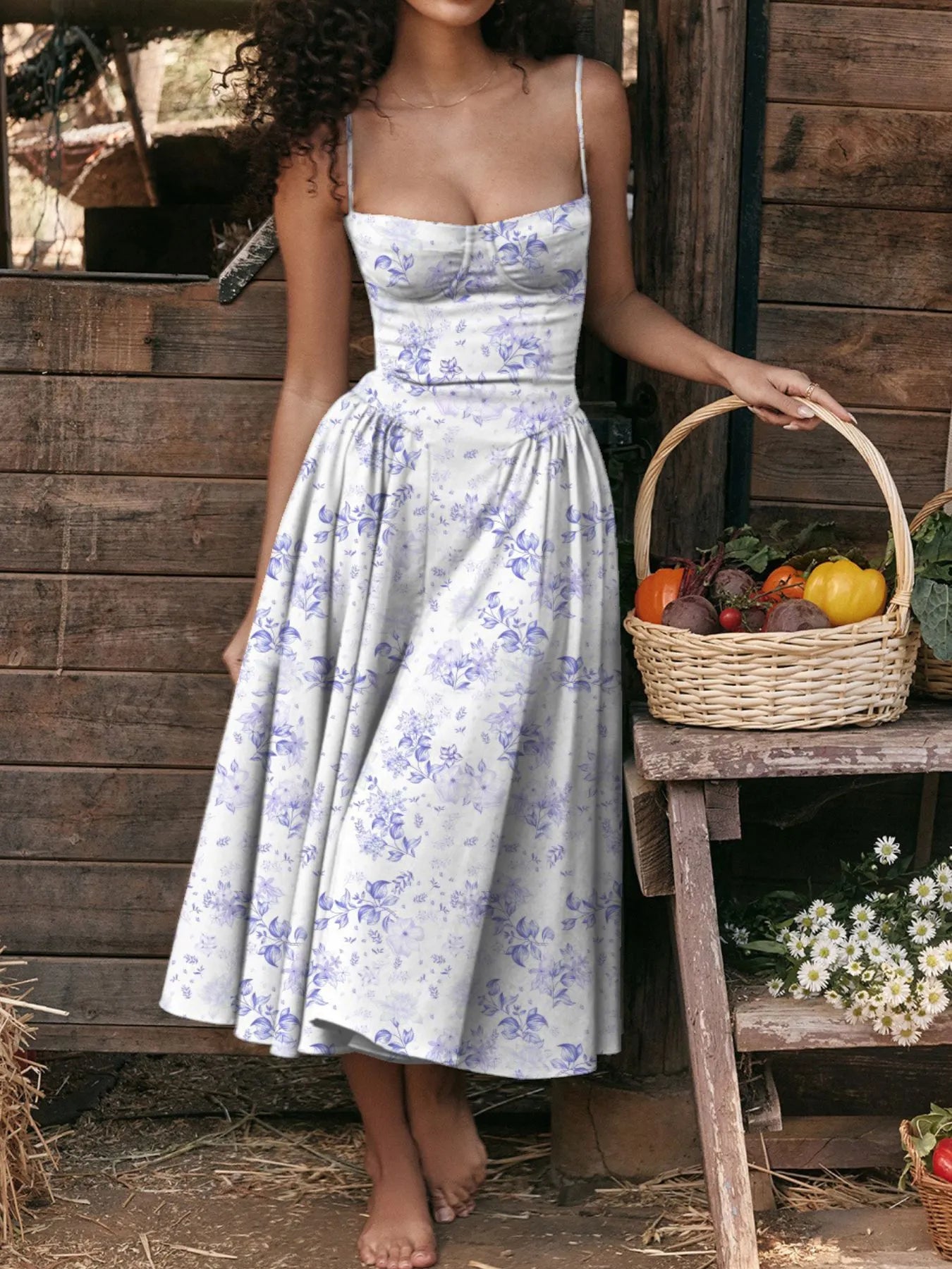 Hazel Blues® | Ruched Sweetheart Neck Cami Dress