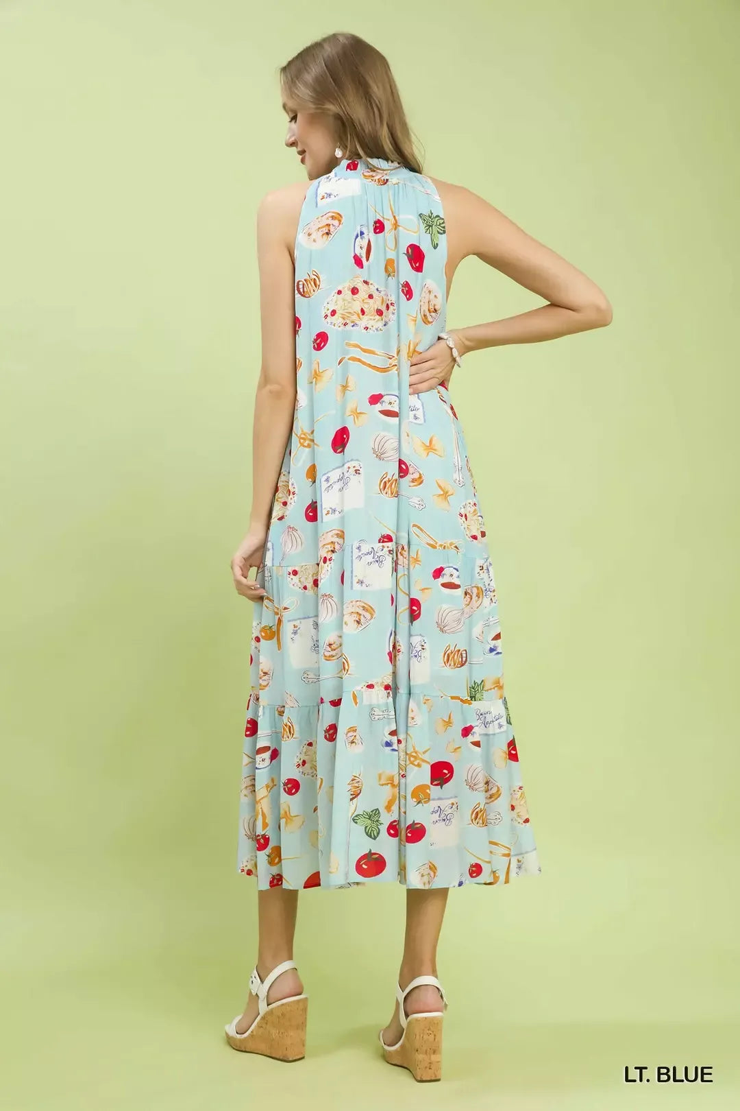 Hazel Blues® | Umgee Abstract Print Tiered Halter Midi Dress