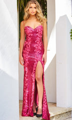 Sequin-Print Long Prom Dress: Jovani 06109