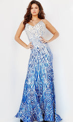 Sequin-Print Long Prom Dress: Jovani 06450