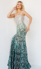 Ombre Sequin-Print Prom Gown: Jovani 06469