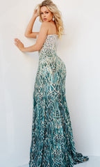 Ombre Sequin-Print Prom Gown: Jovani 06469