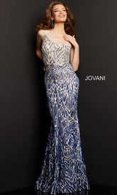Ombre Sequin-Print Prom Gown: Jovani 06469