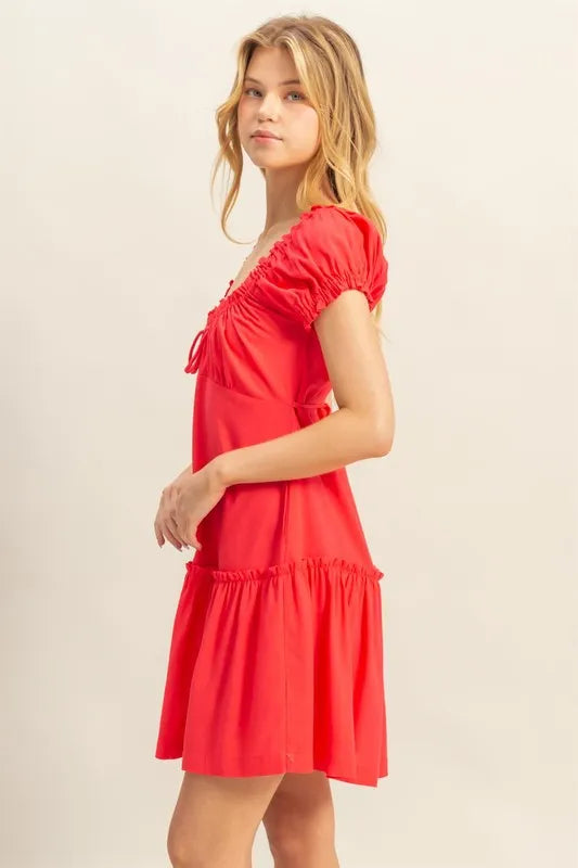 Hazel Blues® | HYFVE Ruched Frill Tiered Short Sleeve Mini Dress