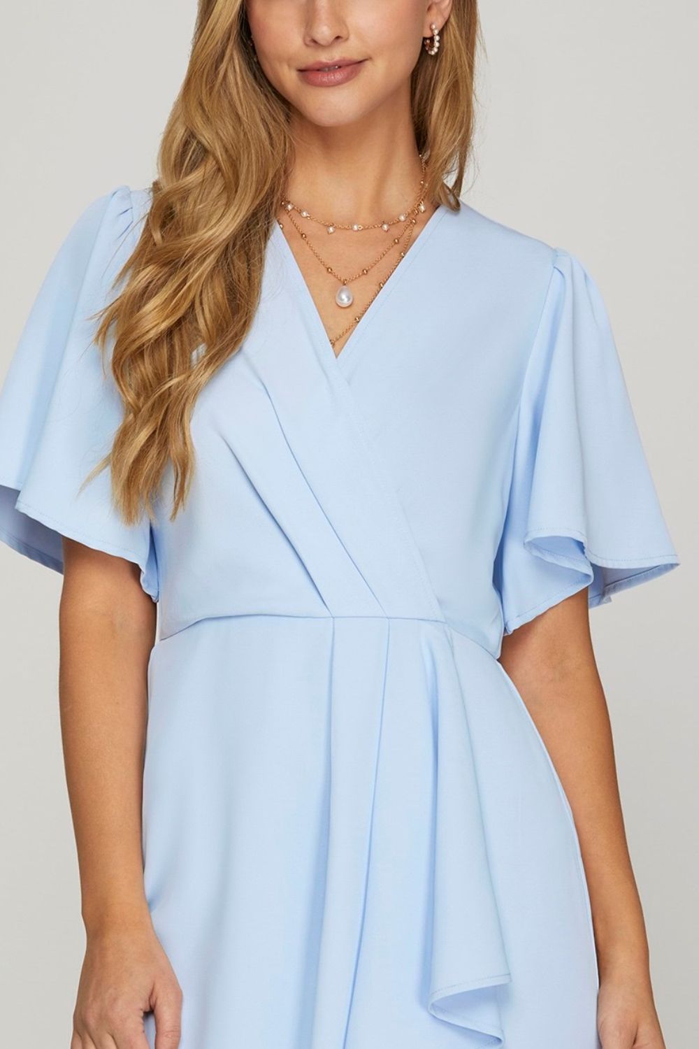 Hazel Blues® | She + Sky Ruffled Surplice Short Flutter Sleeve Mini Dress