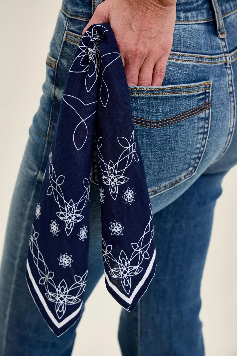 Hazel Blues® | Judy Blue Mid Rise Jaqueline Flare with Triple Needle Back Pkts and Bandana Loop