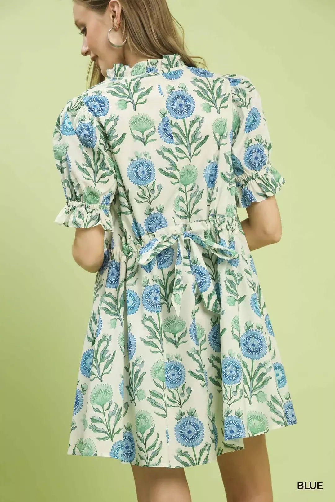 Hazel Blues® | Umgee Floral Puff Sleeve Babydoll Dress with Side Pockets