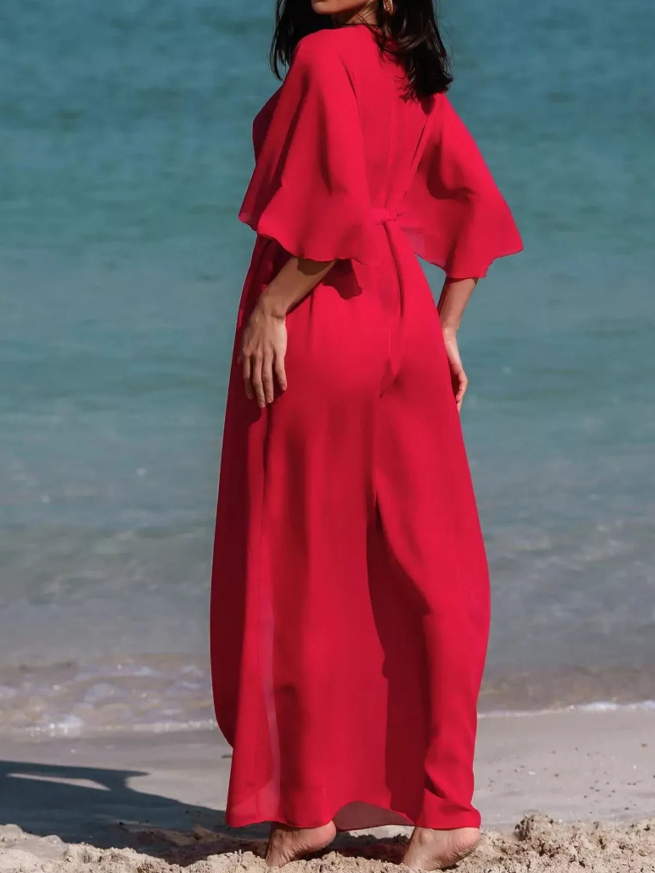 Hazel Blues® | Solid Color Flutter Sleeve Cover-Up