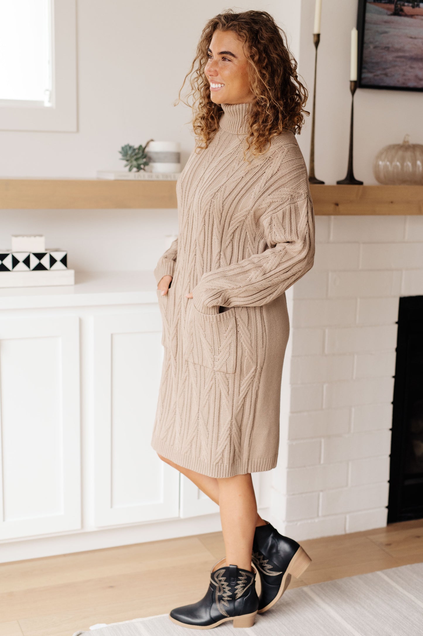 Hazel Blues® | Bundled Beauty Turtleneck Sweater Dress