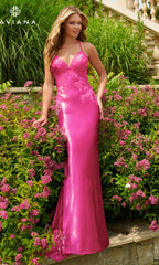 Faviana Lace-Applique Long Prom Dress 11002