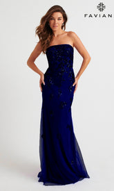 Faviana Strapless Long Beaded Prom Dress 11004