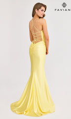 Lace-Applique Faviana V-Neck Long Prom Dress 11010