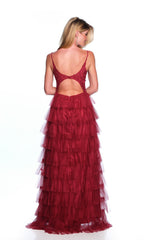 Dave and Johnny Long Tiered Prom Dress 11148