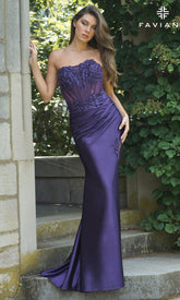 Strapless Long Corset Prom Dress: Faviana 11209