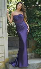 Strapless Long Corset Prom Dress: Faviana 11209
