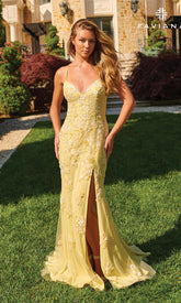 Strappy-Back Long Beaded Prom Dress: Faviana 11251