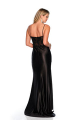 Sheer-Bodice Long Prom Dress: Dave & Johnny 11330