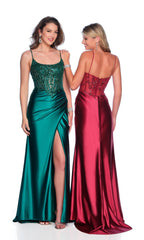 Sheer-Bodice Long Prom Dress: Dave & Johnny 11330