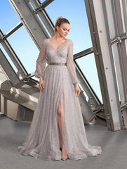 Alexander by Daymor 1182 Long Slit Formal Glitter Dress