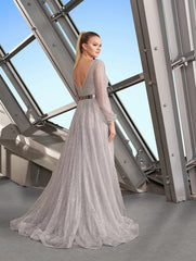 Alexander by Daymor 1182 Long Slit Formal Glitter Dress