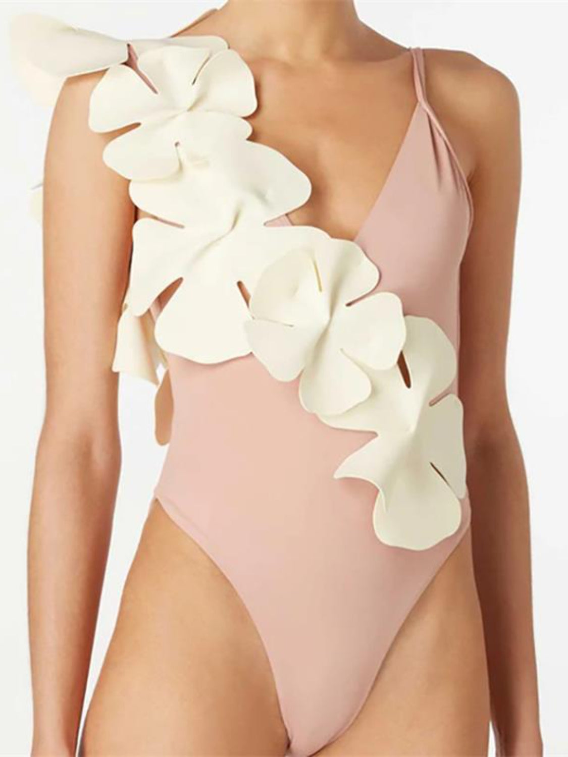Hazel Blues® | Contrast Flower Spaghetti Strap One-Piece Swimwear