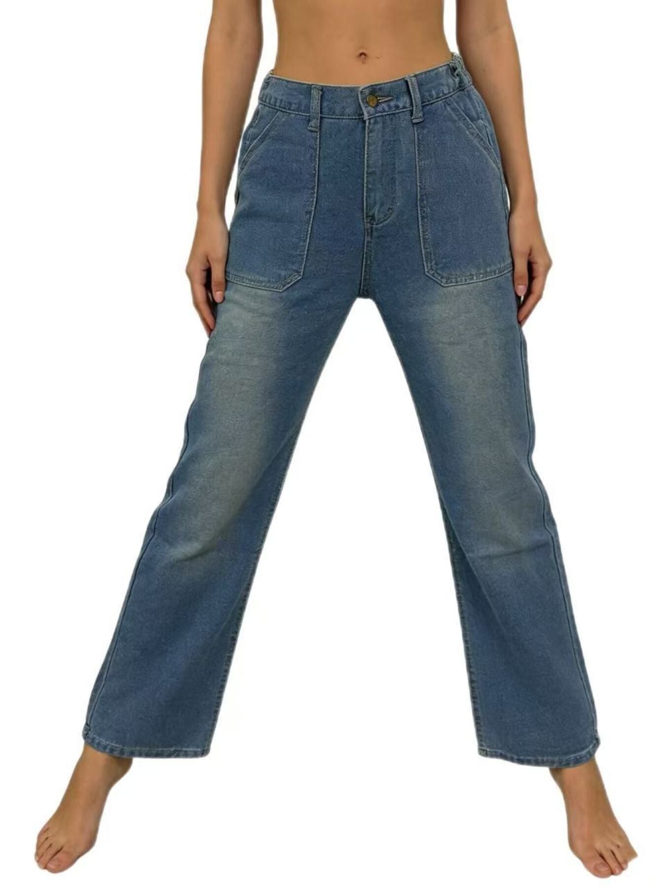 Hazel Blues® | Wide Leg Contrast Stitching Jeans