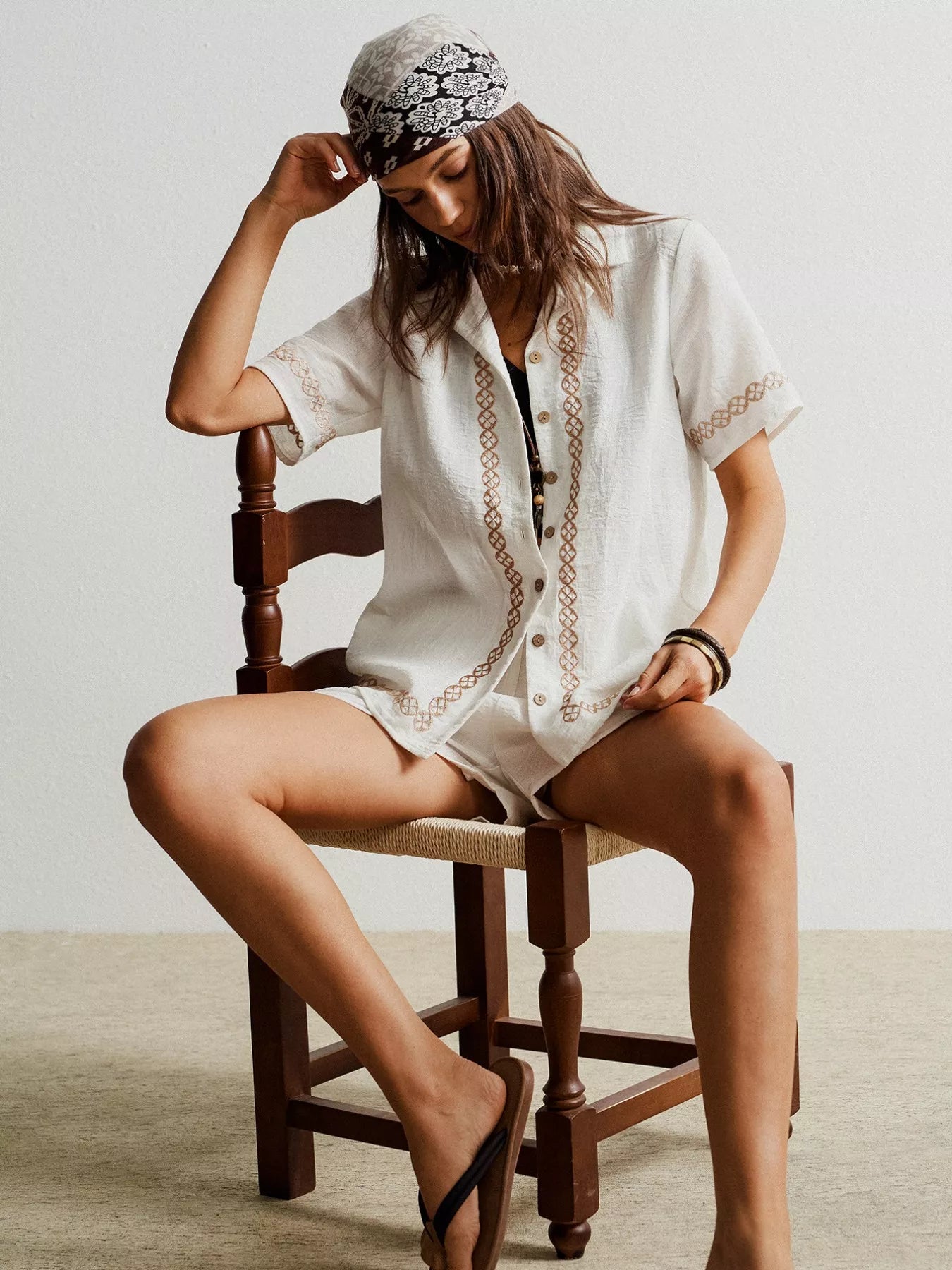 Hazel Blues® | Button Up Short Sleeve Shirt and Shorts Set