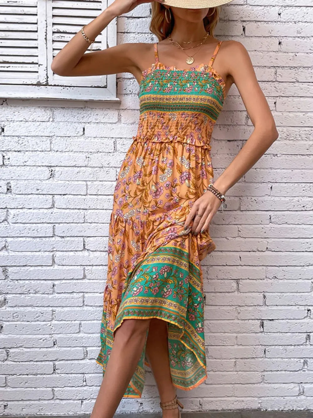 Hazel Blues® | Printed Square Neck Midi Cami Dress