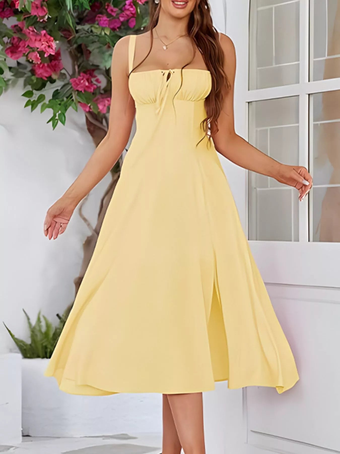 Hazel Blues® | Tie-Front A-Line Midi Dress