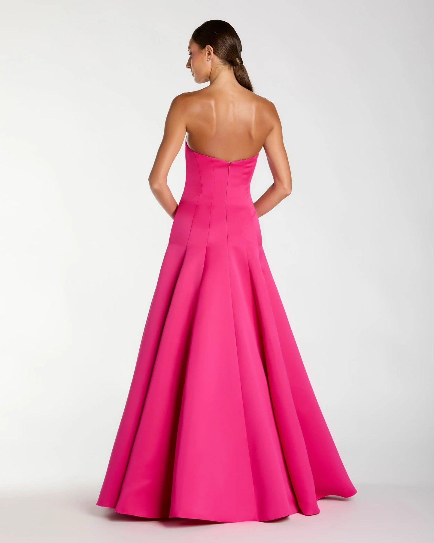 Pink Strapless Rosette Corset Ball Gown