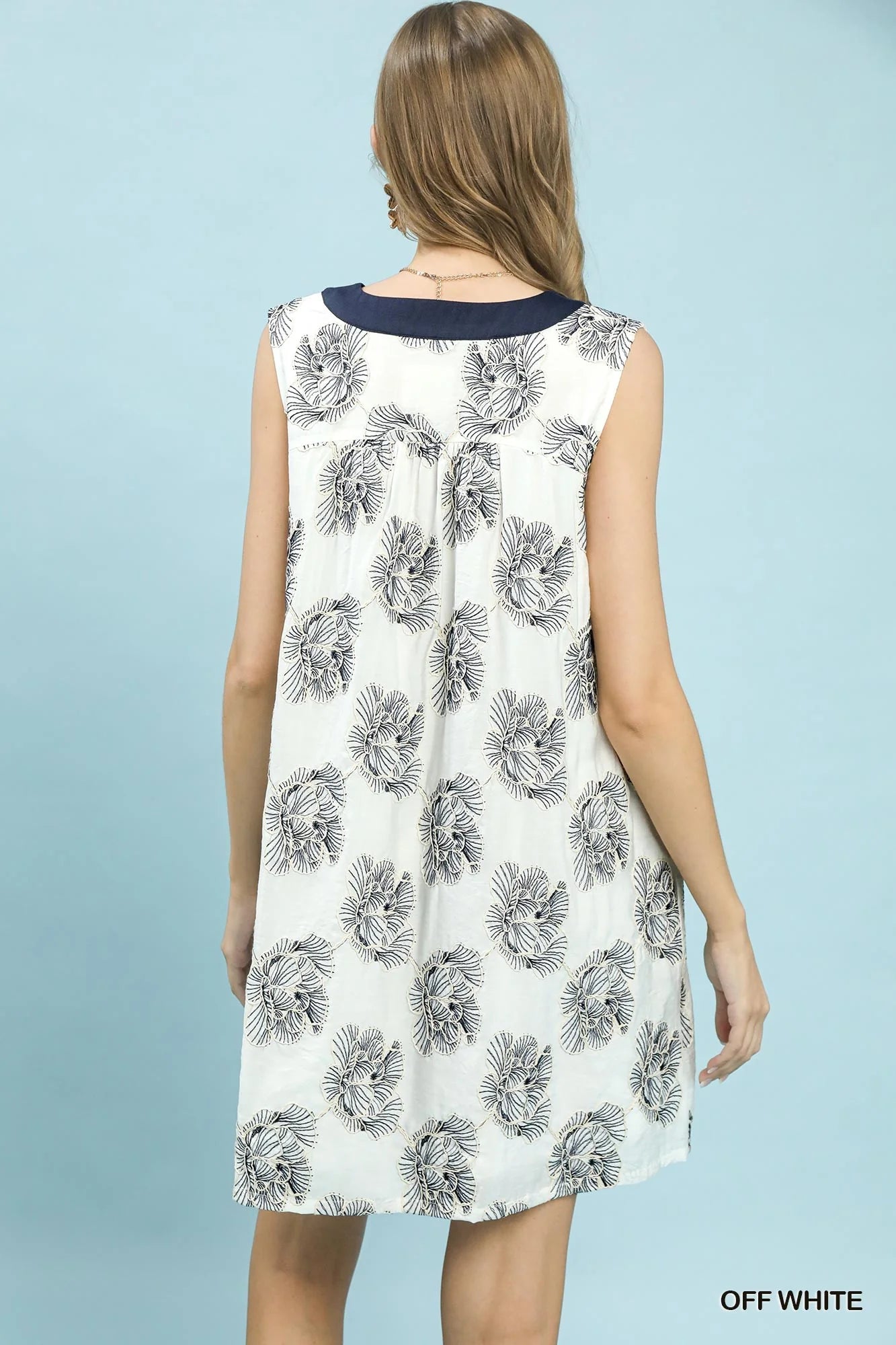 Hazel Blues® | Umgee Floral Sleeveless Contrast V-Neck Mini Dress