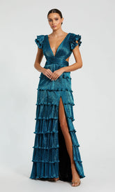 Mac Duggal Open-Back Tiered Formal Dress 26740