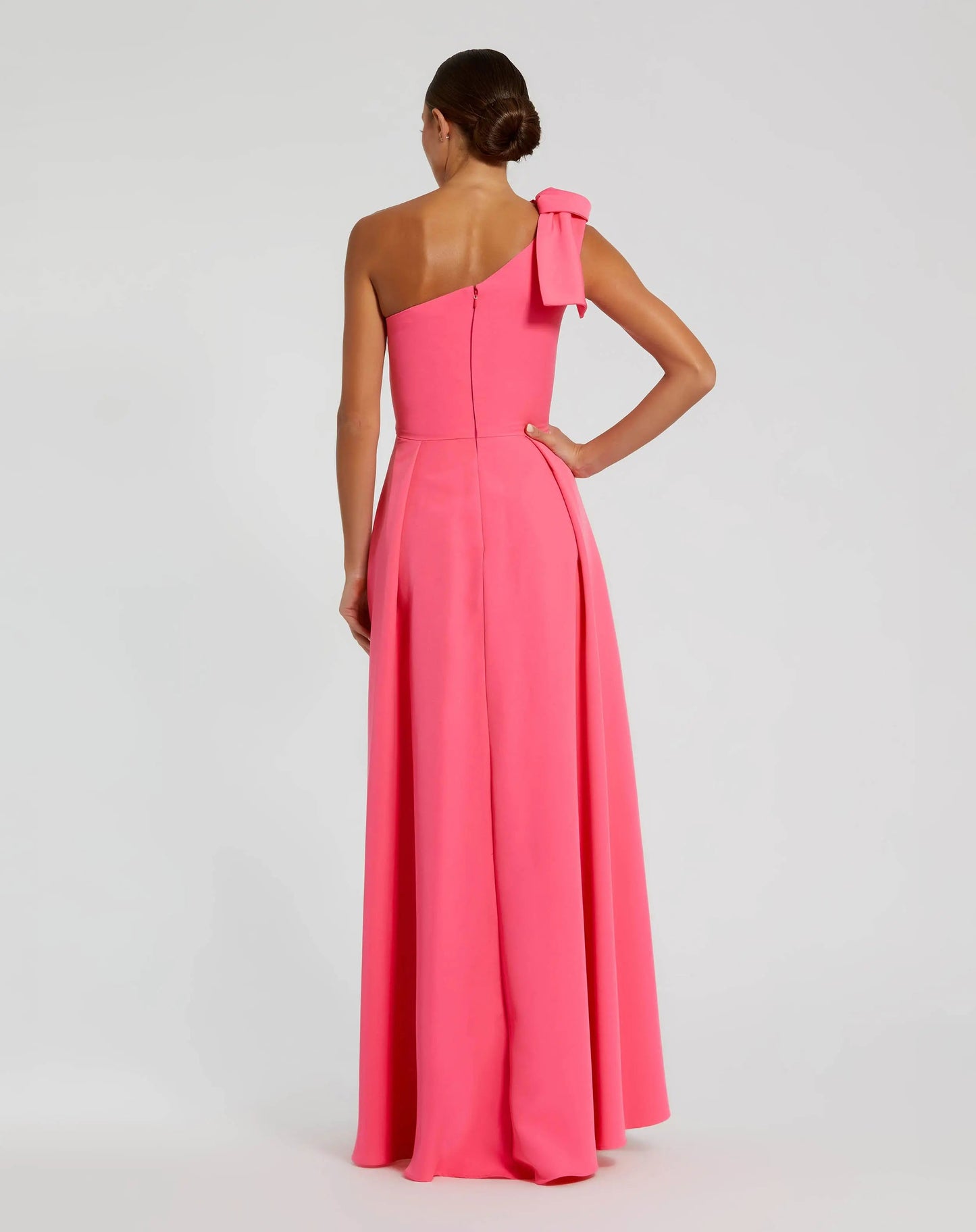 Pink Bow One Shoulder Sleeveless A-Line Gown