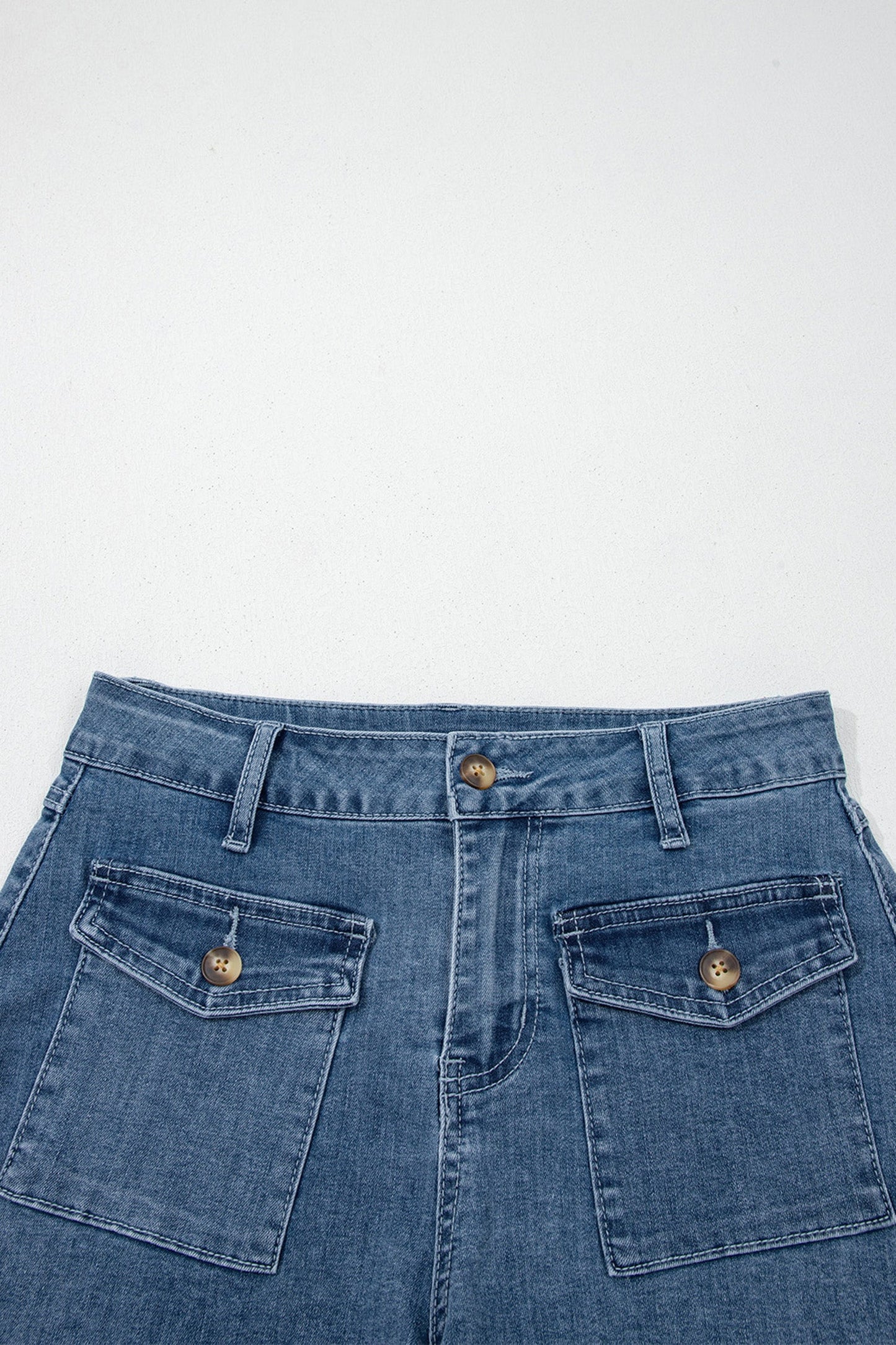 Hazel Blues® | Dusk Blue Flap Pockets Denim Shorts