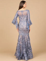 Lara Dresses 28906 Beaded Long Bell Sleeve Evening Formal Dress