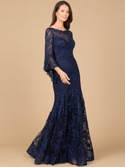 Lara Dresses 28906 Beaded Long Bell Sleeve Evening Formal Dress