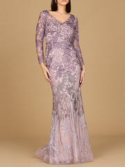 Lara Dresses 28921 Long Sleeve Formal Evening Ombre Dress