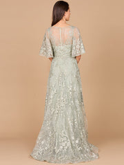 Lara Dresses 28992 A Line Lace Long Formal Cape Sleeve Evening Dress