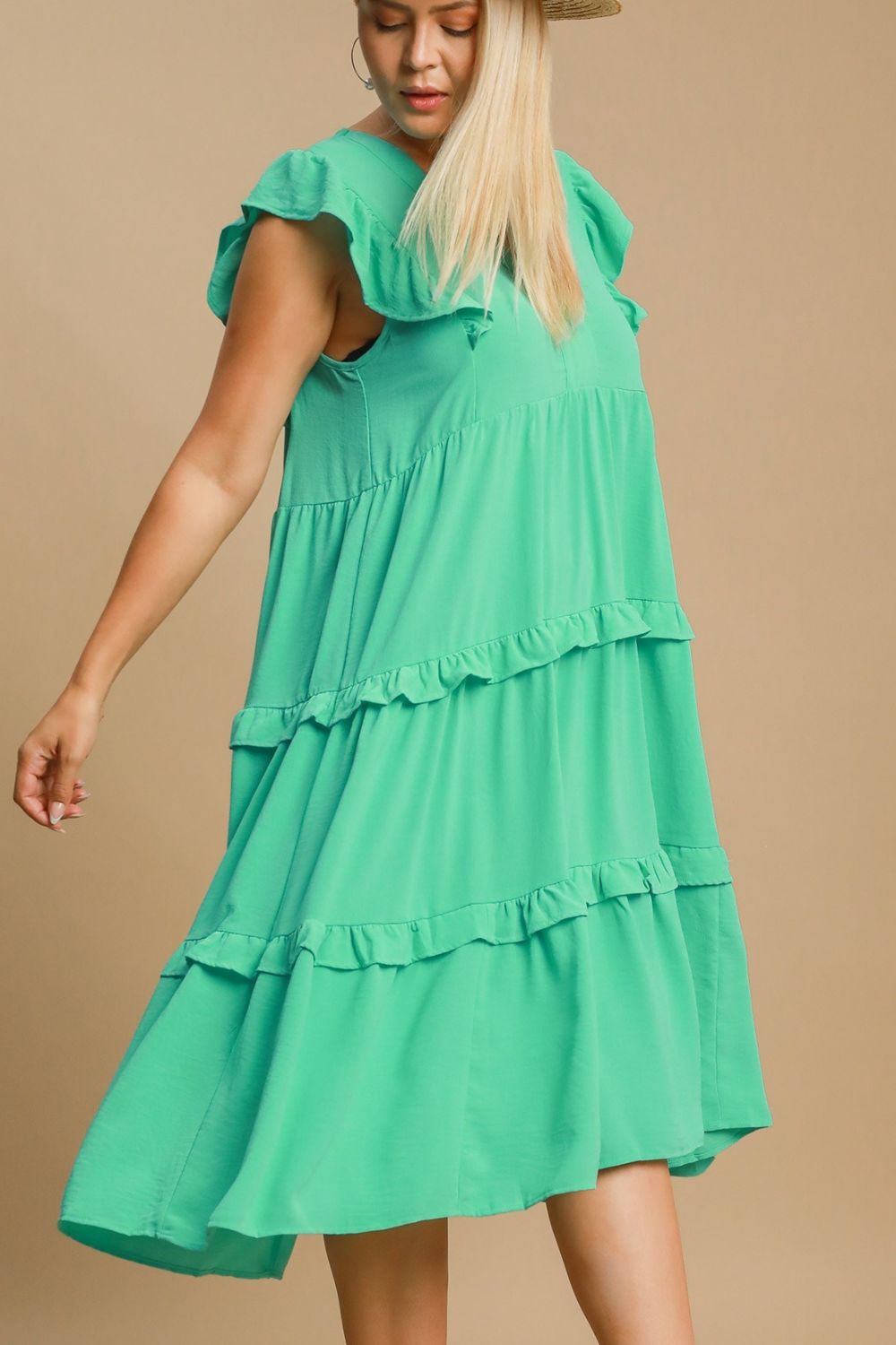Hazel Blues® | Umgee Ruffle Tiered Cap Sleeve Midi Dress