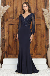 Adora Design 3233 Long Sleeve Formal Fitted Evening Dress