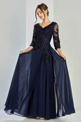 Adora Design 3247 Plus Size Long Formal A Line Applique Evening Dress