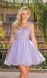 Glitter-Tulle Short A-Line Homecoming Dress 3336