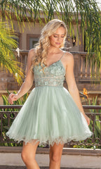Glitter-Tulle Short A-Line Homecoming Dress 3336