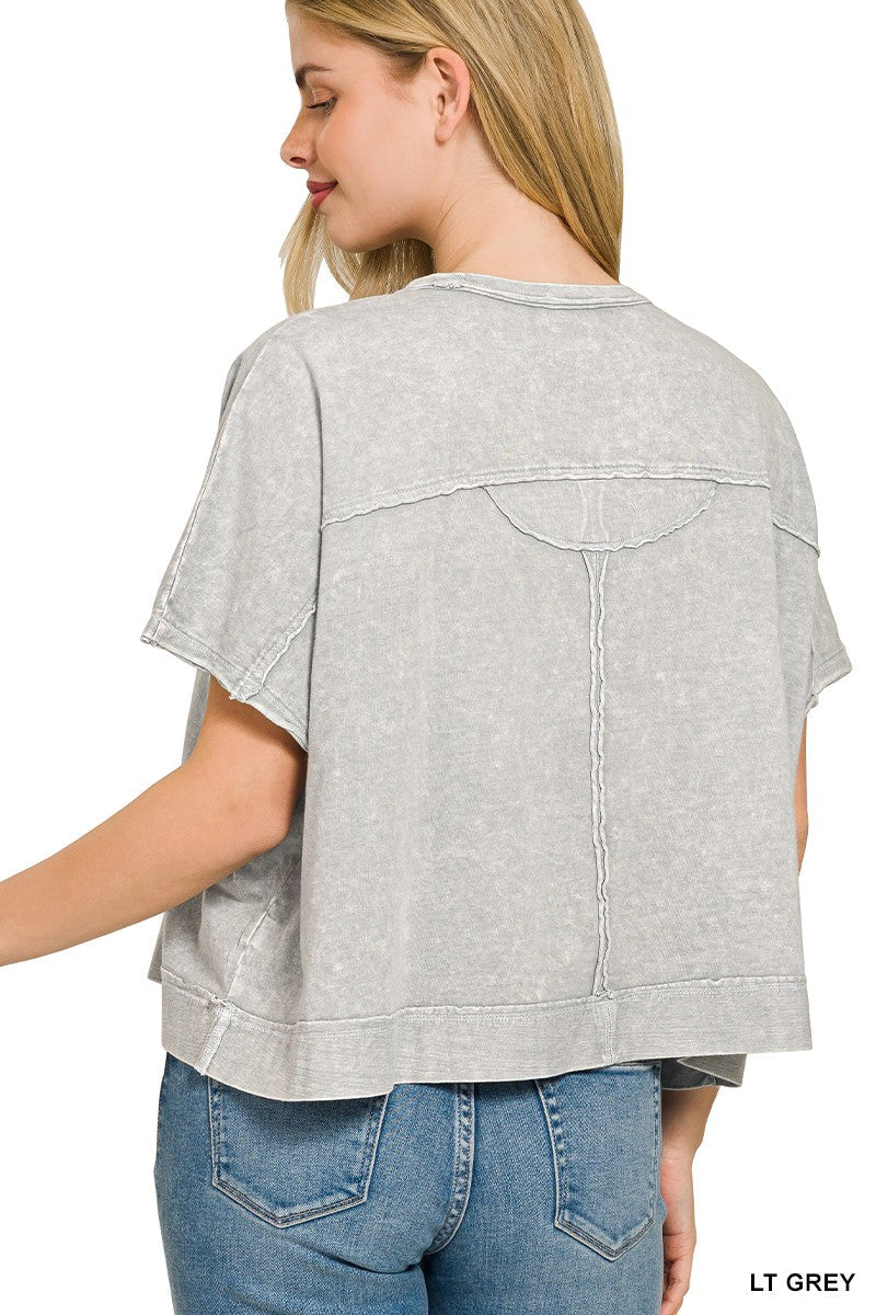 Hazel Blues® | Zenana Halo Snow Washed Boxy Top & Shorts Set