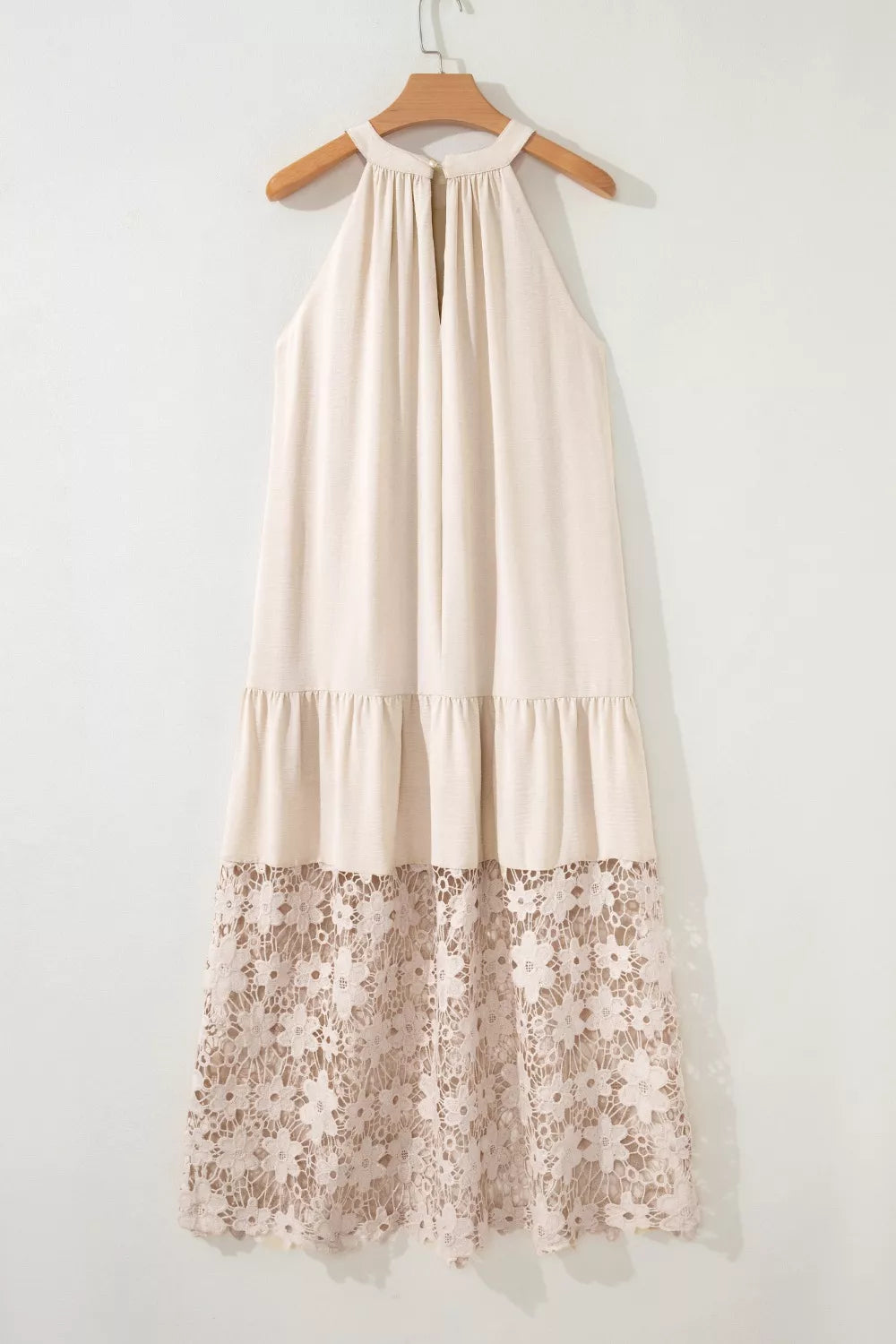 Hazel Blues® | Hollowed Floral Lace Hem Patchwork Loose Halter Summer Dress