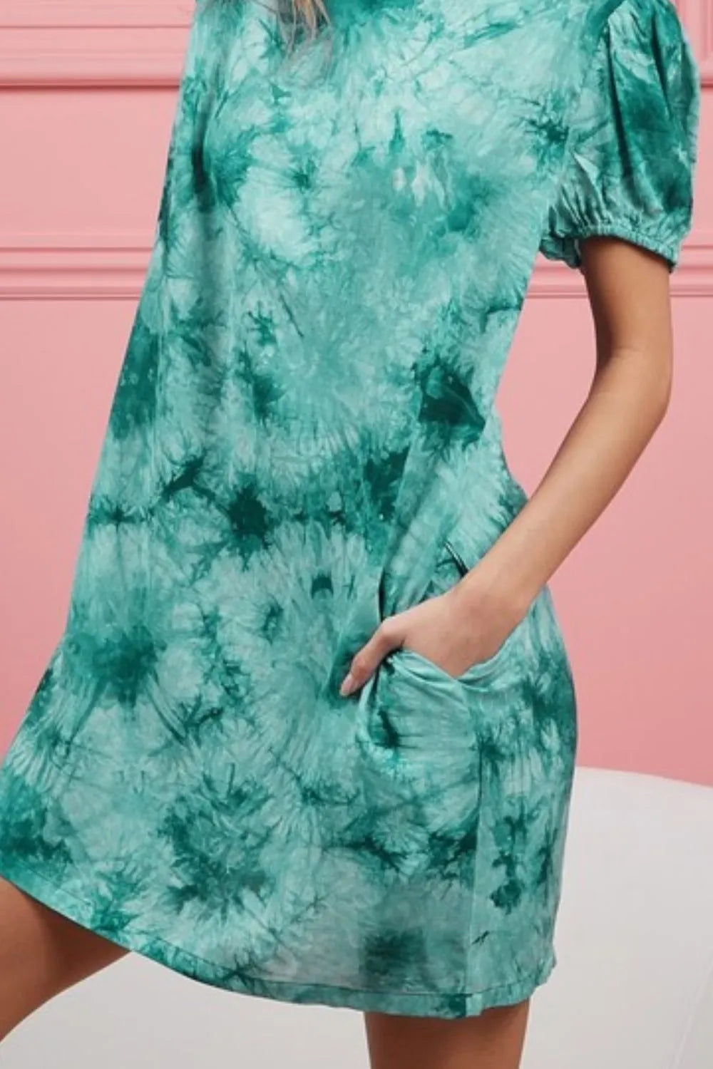 Hazel Blues® | BiBi Puff Sleeve With Side Pockets Tie Dye Dress