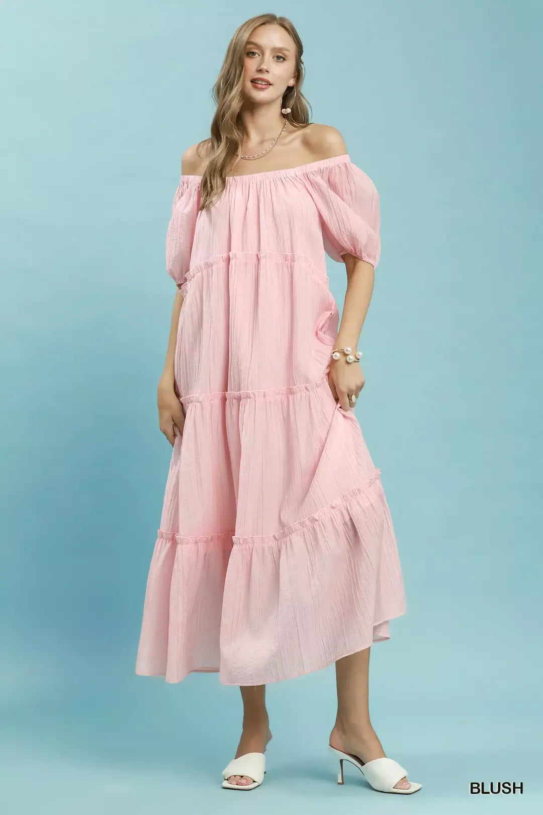 Hazel Blues® | Umgee Textured Tiered Midi Dress