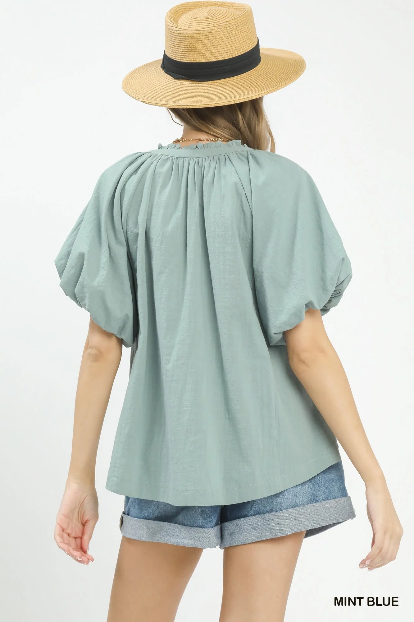 Hazel Blues® | Umgee Lace Inset Puff Sleeve Boho Blouse